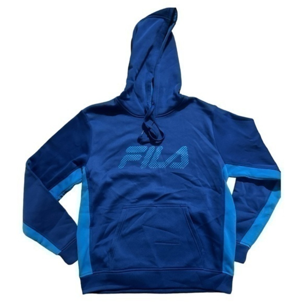 NWT Fila size Medium graphic logo fleece line hoodie, front pouch, Cell pocket